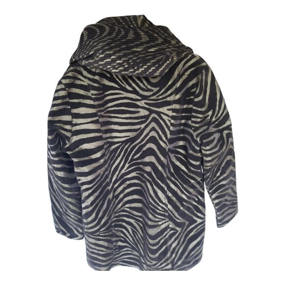 UbU Black Flocked Zebra Print Jacket Gold Metallic Size Large - Picture 2 of 6
